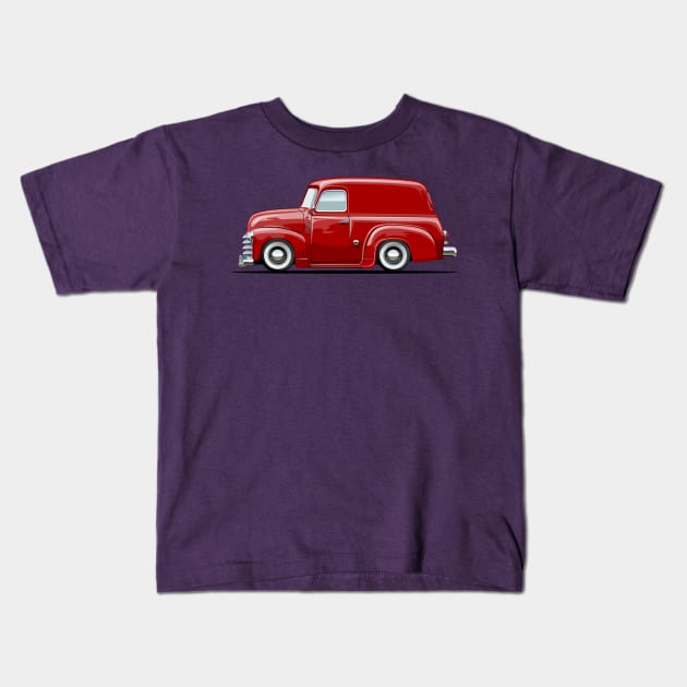 Cartoon retro delivery van Kids T-Shirt by Mechanik